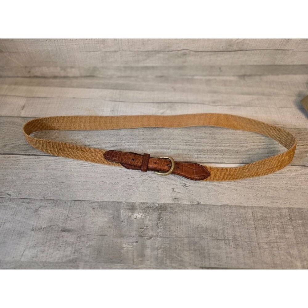 Bullock & Jones Jute & Leather Belt Size 42 Adjustable